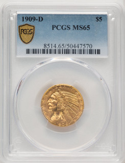 1909-D $5 Indian Half Eagle PCGS MS65 (772898051)