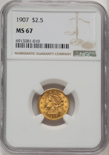 1907 $2.50 Liberty Quarter Eagle NGC MS67 (520445035)