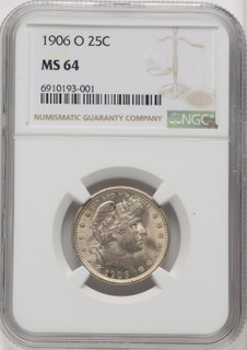 1906-O 25C Barber Quarter NGC MS64