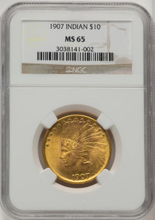 1907 $10 No Motto Indian Eagle NGC MS65 (772603116)