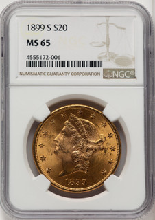 1899-S $20 Liberty Double Eagle NGC MS65 (774579018)