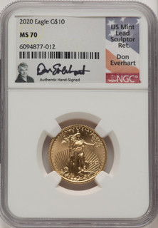 2020 $10 Quarter Ounce Gold Eagle First Strike Don Everhart NGC MS70