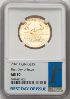 2020 $25 Half-Ounce Gold Eagle FDI 1ST NGC MS70 Castle Standish 2020 $25 Half-Ounce Gold Eagle FDI 1ST NGC MS70 Castle Standish