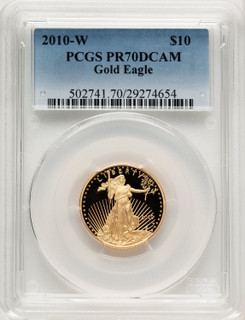 2010-W $10 Quarter-Ounce Gold Eagle Blue Gradient PCGS PR70