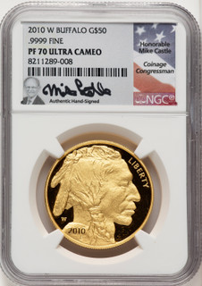 2010-W 1 oz Gold Buffalo Mike Castle NGC PF70