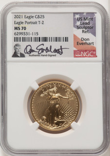 2021 $25 Half-Ounce Gold Eagle Type Two First Strike Don Everhart NGC MS70