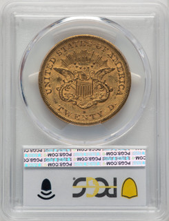 1865-S $20 CAC Liberty Double Eagle PCGS AU50