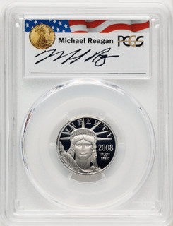 2008-W $25 Quarter-Ounce Platinum Eagle Statue of Liberty Michael Reagan Reagan Legacy Series PCGS PR70