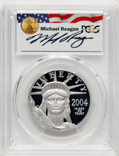 2004-W P$100 One-Ounce American Platinum Eagle Statue of Liberty Michael Reagan Reagan Legacy Series PCGS PR70