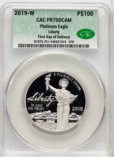 2019-W $100 One-Ounce Platinum Eagle Liberty First Day Of Delivery CACG PR70