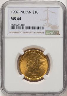 1907 $10 No Motto Indian Eagle NGC MS64 (774256014)