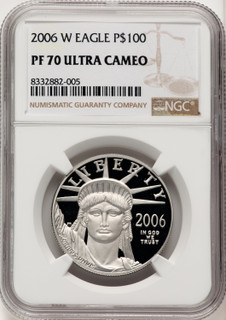 2006-W $100 One-Ounce Platinum Eagle Statue of Liberty Brown Label NGC PF70 (774692008)
