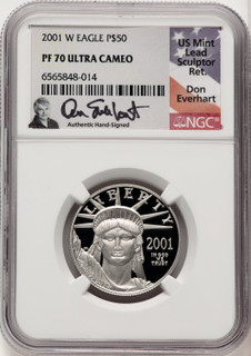 2001-W Platinum American Eagle 4-Coin Set NGC PF70 Don Everhart