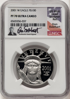 2001-W Platinum American Eagle 4-Coin Set NGC PF70 Don Everhart