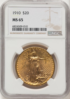 1910 $20 Saint-Gaudens Double Eagle NGC MS65 (774496011)