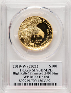 2019-W $100 American Liberty High Relief PCGS SP70 Mercanti