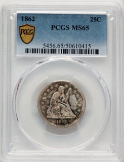 1862 25C Seated Quarter PCGS MS65