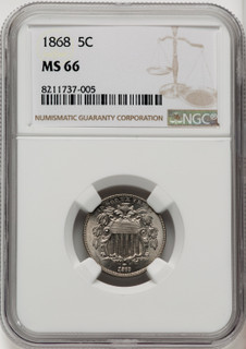 1868 5C Shield Nickel NGC MS66 (771368005)