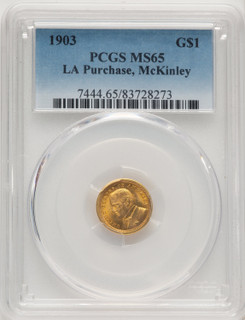 1903 G$1 MCKIN Blue Gradient Commemorative Gold PCGS MS65