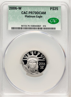 2006-W $25 Quarter-Ounce Platinum Eagle Statue of Liberty Brown Label CACG PR70