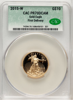 2015-W $10 Quarter-Ounce Gold Eagle First Strike First Delivery CACG PR70