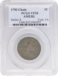 1793 CHAIN 1C AMERI. BN Large Cent PCGS VF20