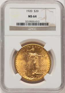 1920 $20 Saint-Gaudens Double Eagle NGC MS64 (520645004)