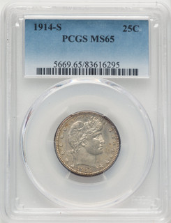1914-S 25C Barber Quarter PCGS MS65