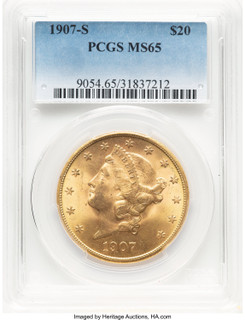 1907-S $20 Liberty Double Eagle PCGS MS65