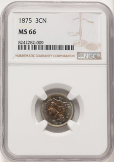 1875 3CN Three Cent Nickel NGC MS66