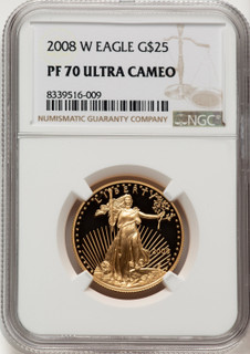 2008-W $25 Half-Ounce Gold Eagle Brown Label NGC PF70 (775448010)