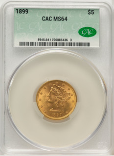 1899 $5 Liberty Half Eagle CACG MS64