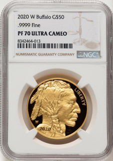 2020-W G$50 Gold Buffalo DCAM Brown Label NGC PF70 (520716010)