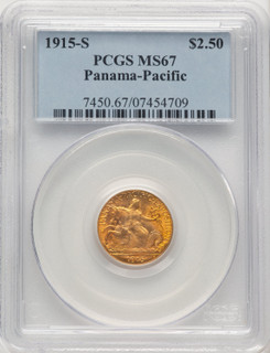 1915-S $2.50 Panama-Pacific Quarter Eagle Commem Gold PCGS MS67