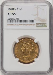 1870-S $10 Liberty Eagle NGC AU55