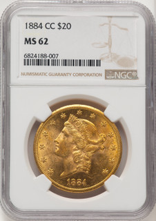 1884-CC $20 Liberty Double Eagle NGC MS62