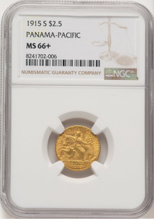 1915-S $2.50 Panama-Pacific Quarter Eagle Commemorative Gold NGC MS66+