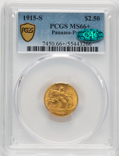 1915-S $2.50 Panama-Pacific Quarter Eagle CAC Commemorative Gold PCGS MS66+