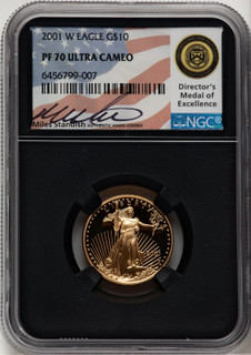 2001-W $10 Quarter-Ounce Gold Eagle Miles Standish NGC PF70