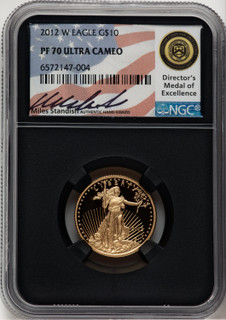 2012-W $10 Quarter-Ounce Gold Eagle Miles Standish NGC PF70