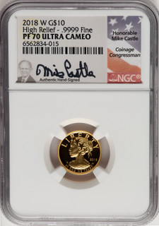 2018-W G$10 American Liberty High Relief Mike Castle NGC PF70