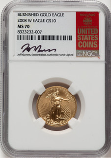 2008-W $10 Quarter-Ounce Gold Eagle Jeff Garrett Red Book NGC MS70