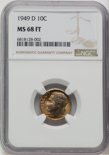 1949-D 10C FB Roosevelt Dime NGC MS68 (777155001)