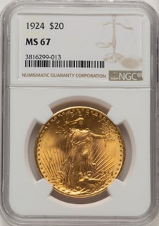1924 $20 Saint Saint-Gaudens Double Eagle NGC MS67 (777158015)