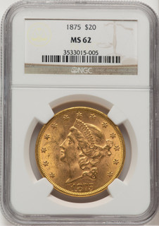 1875 $20 Liberty Double Eagle NGC MS62