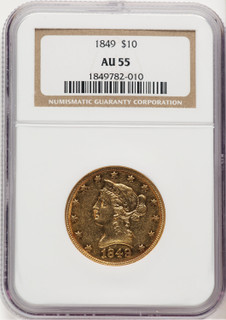 1849 $10 Liberty Eagle NGC AU55 (777525108)