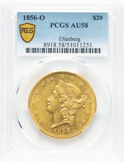 1856-O $20 Liberty Double Eagle PCGS AU58