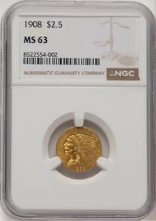 1908 $2.50 Indian Quarter Eagle NGC MS63 (776444024)