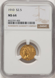 1910 $2.50 Indian Quarter Eagle NGC MS64 (776661066)