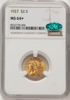 1927 $2.50 CAC Indian Quarter Eagle NGC MS64+